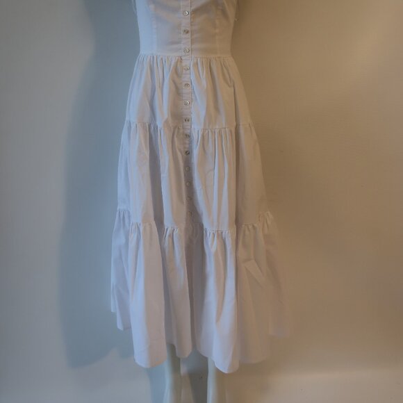 Womens Staud Elio White Off-The-Shoulder Midi Dress 4 - Picture 5 of 16